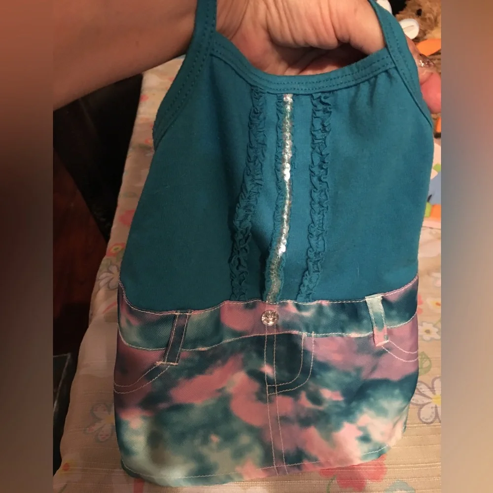 🐶🐾 Fur baby Tie dye denim look dress